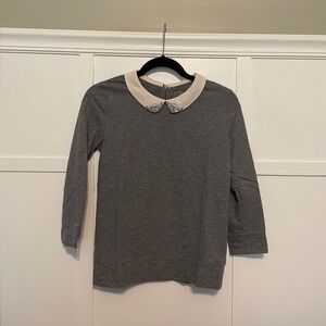 Gray top with embellished collar